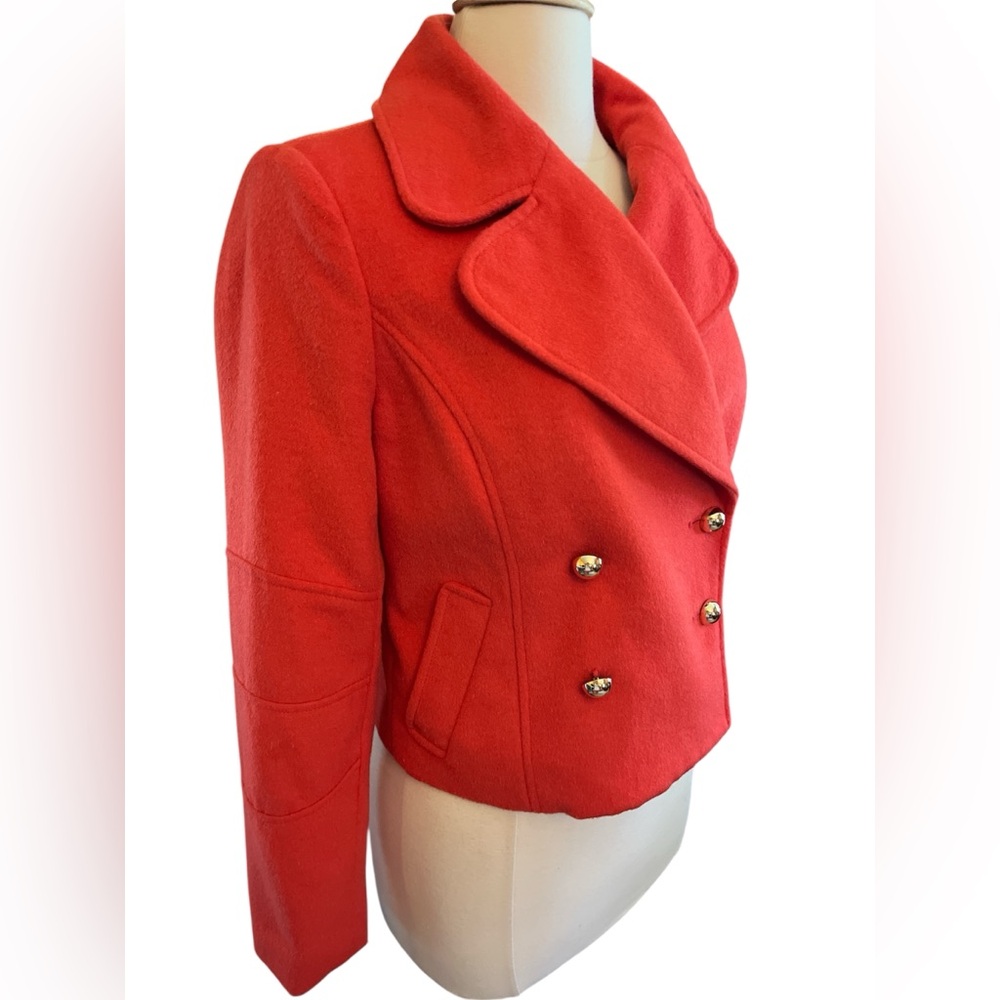 The Limited Orange Crop Wool Blend Double breast Pea Coat w/Gold Buttons Size S - Picture 5 of 13